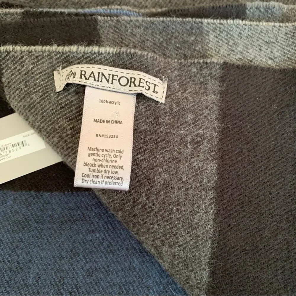 Rainforest Charcoal Navy Wide Stripe Scarf NWT